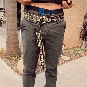 men’s ethika black and yellow long belt w/ tag!